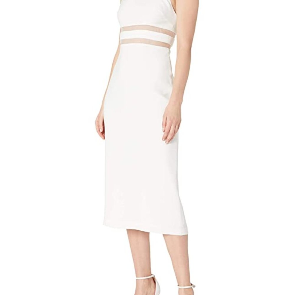 BCBGMAXAZRIA Women's Off White Squ:re Neck